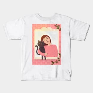 Paw Pals: a Girl and her Cat Kids T-Shirt